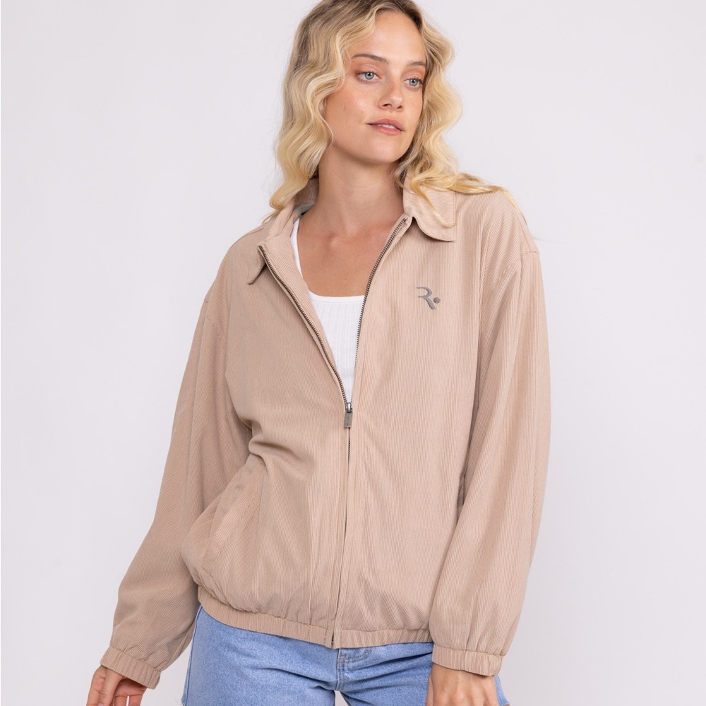 Rusty Beige Corduroy Zip-Up Jacket